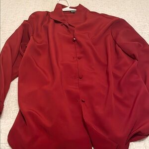 Casual Red Button Down Shirt with Pointed Collar
